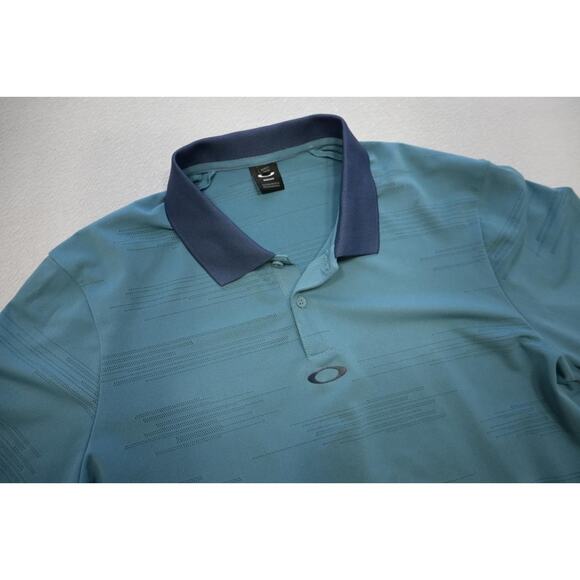 Oakley Golf Polo Wicking Regular Fit Striped Athletic Short Sleeve Mens Large - Picture 5 of 8